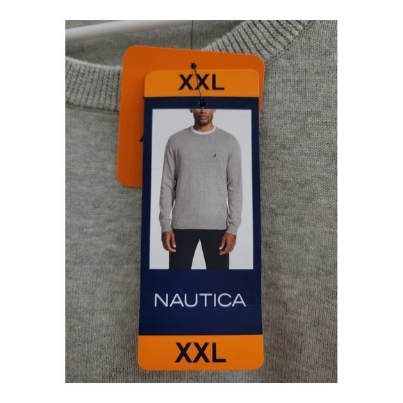 NEW Men's Nautica Solid Gray Sweater with Ribbed Collar (Size XXL) - Picture 4 of 6